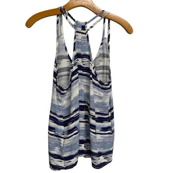 Mudd Junior's size Medium Blue white gray tribal stripe Racerback Granola Top - Picture 11 of 13